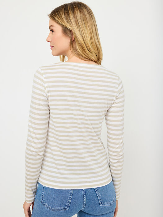 Longsleeve Shirt, Bright White/ Moonstruck Stripe, hi-res