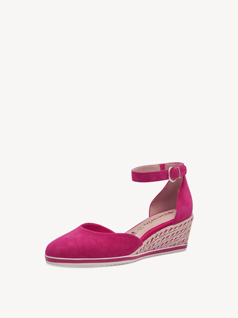 Leather Wedge pumps - pink, FUXIA, hi-res