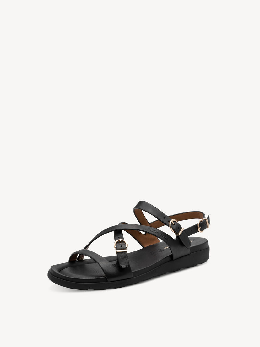 Leren Sandaaltje - zwart, BLACK, hi-res