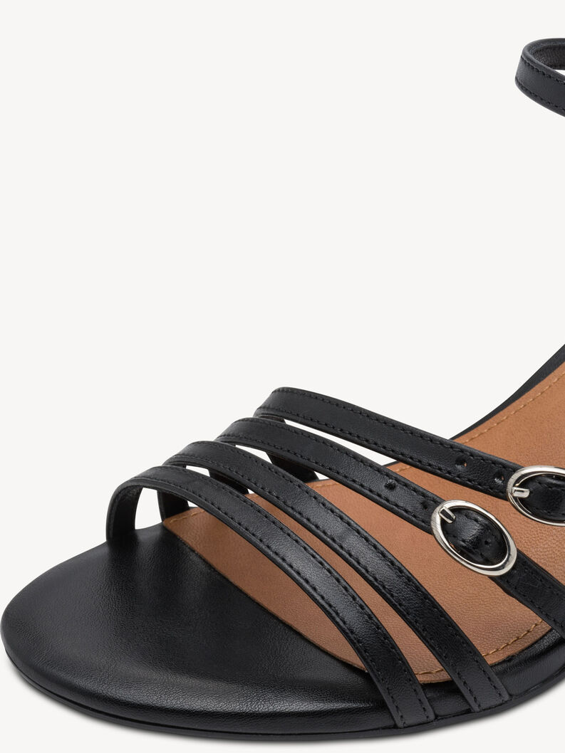 Leather Heeled sandal - black, BLACK, hi-res