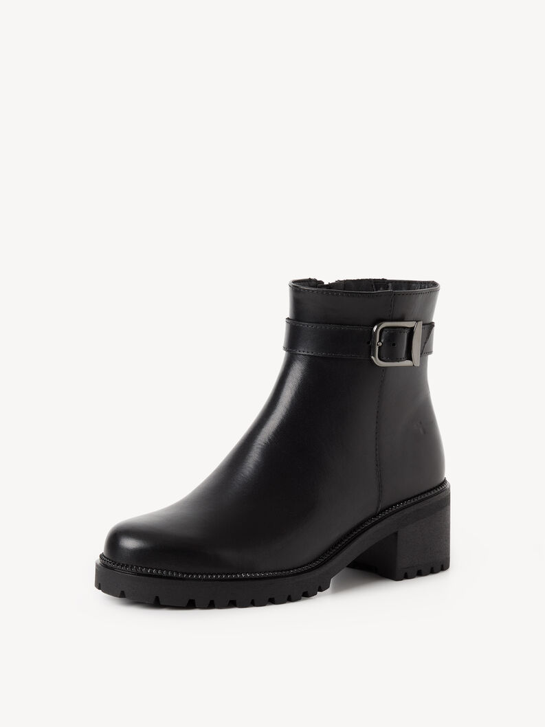 Lederstiefelette - schwarz, BLACK LEATHER, hi-res