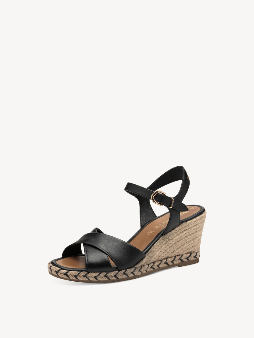 Leren Sandaaltje - zwart, BLACK, hi-res