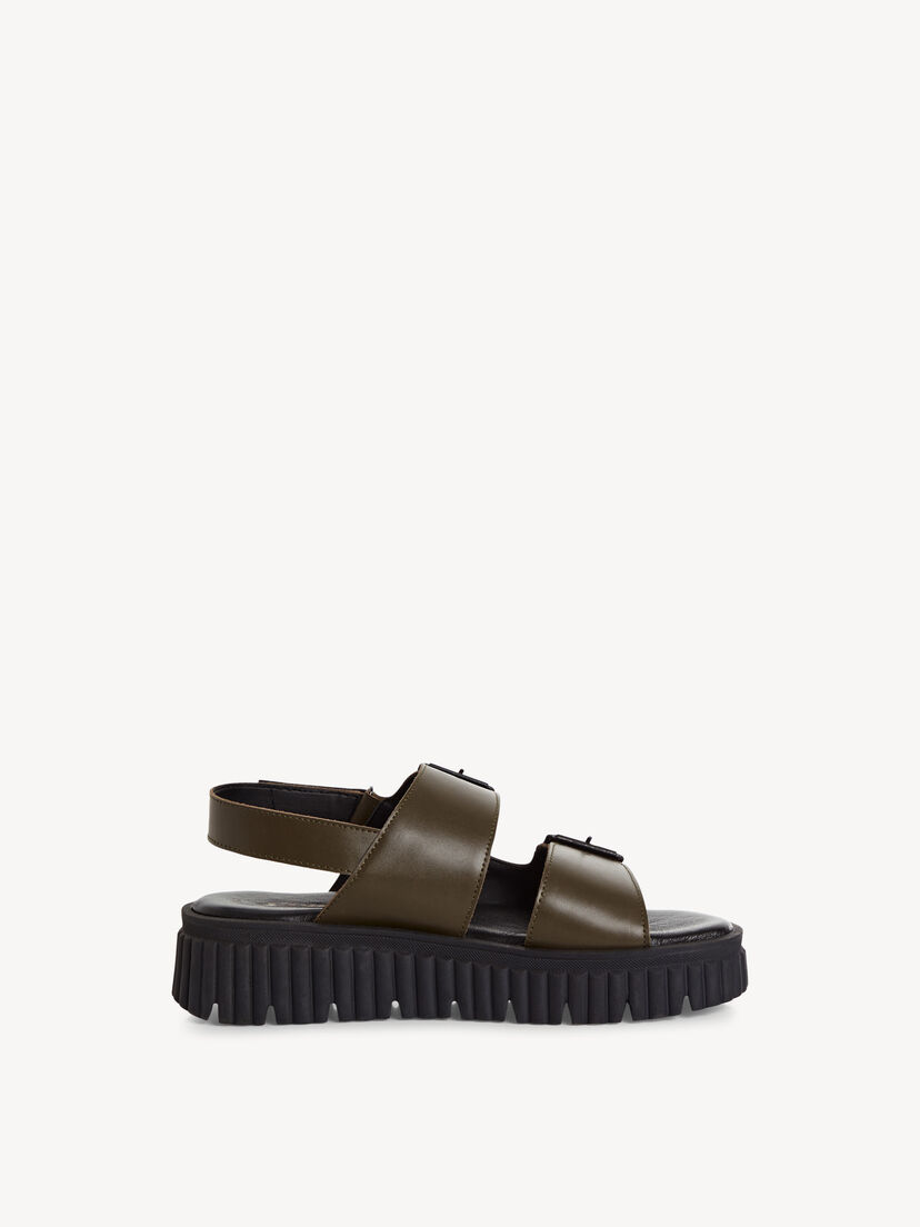 Leren Sandaaltje - groen, OLIVE, hi-res