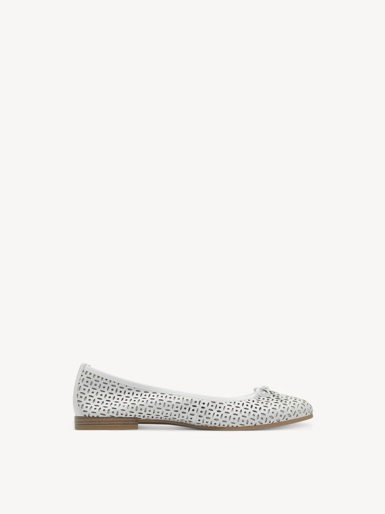 Ballerine en cuir - blanc, WHITE STRUCT., hi-res