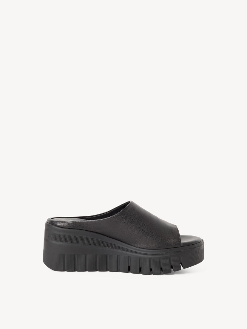 Leren Slipper - zwart, BLACK, hi-res