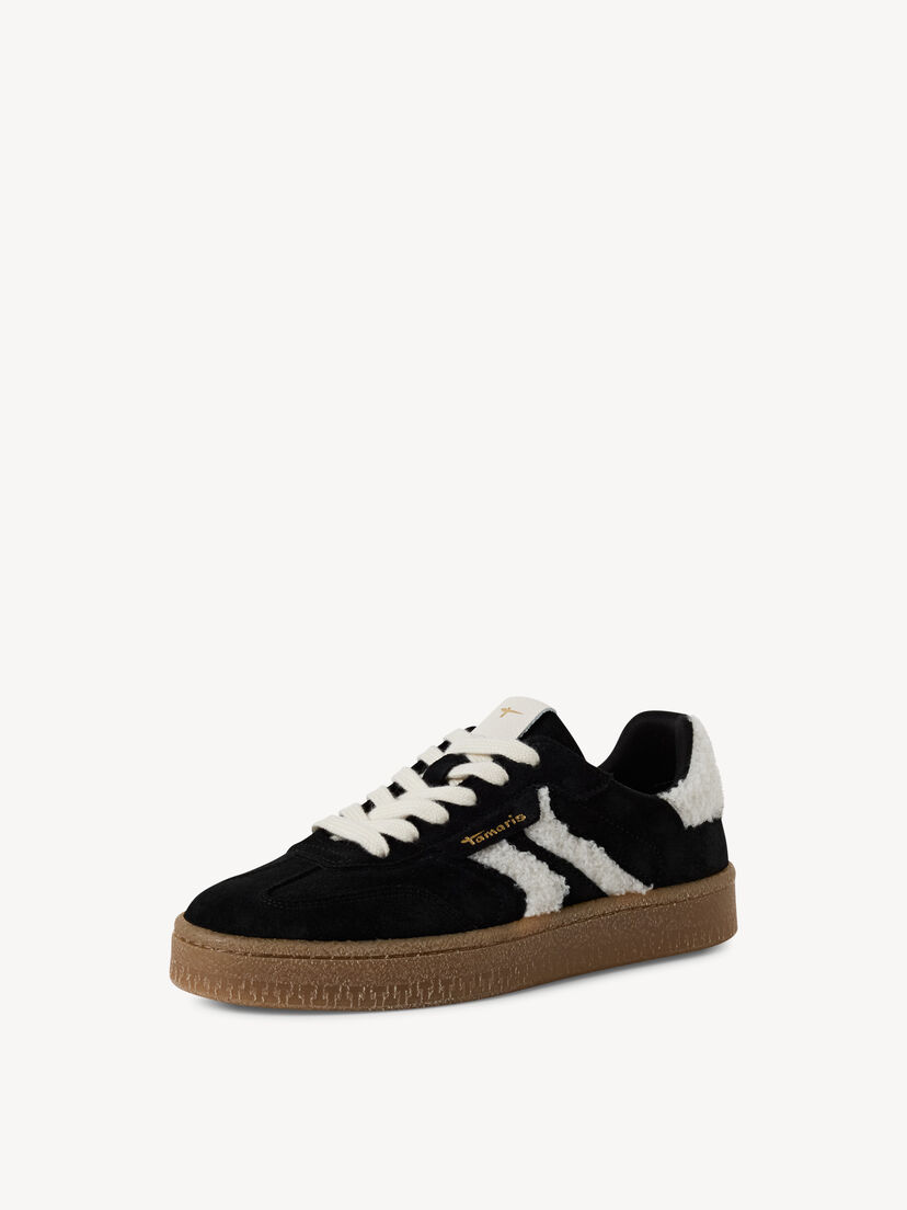 Leren Sneaker - zwart, BLACK/FUR, hi-res