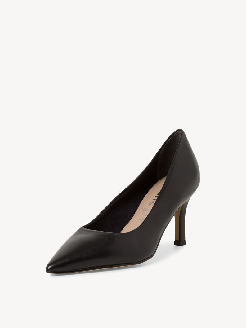 Escarpin en cuir - noir, BLACK LEATHER, hi-res