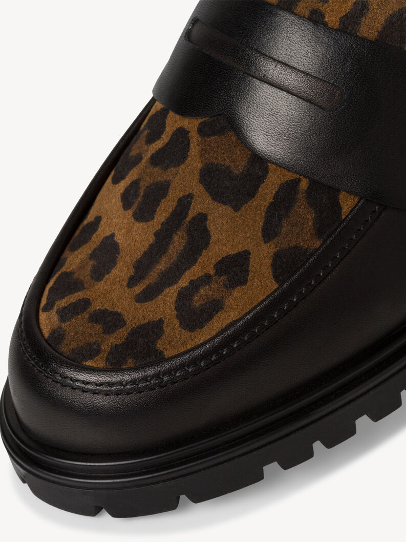 Slipper en cuir - noir, BLACK/LEOPARD, hi-res