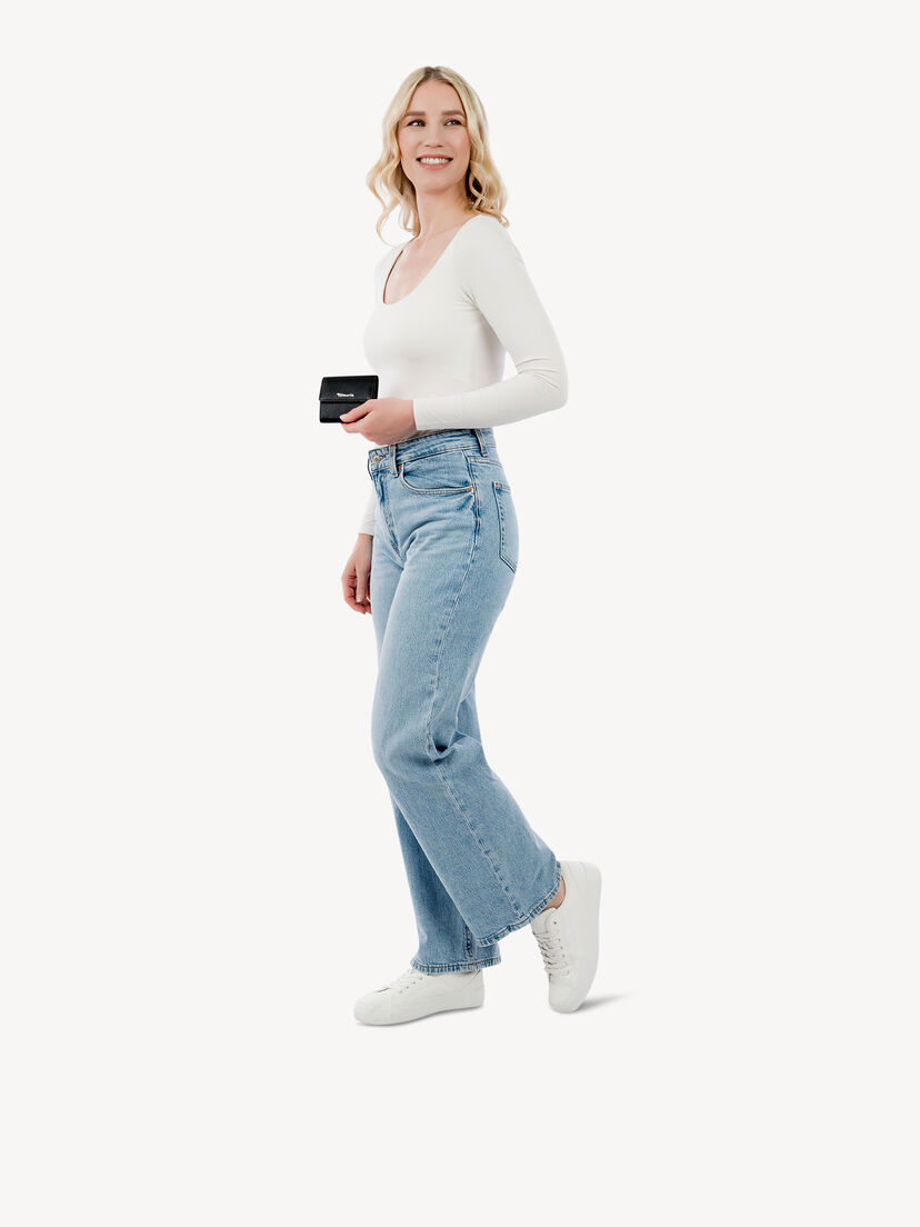 Leren Portemonnee - zwart, black, hi-res