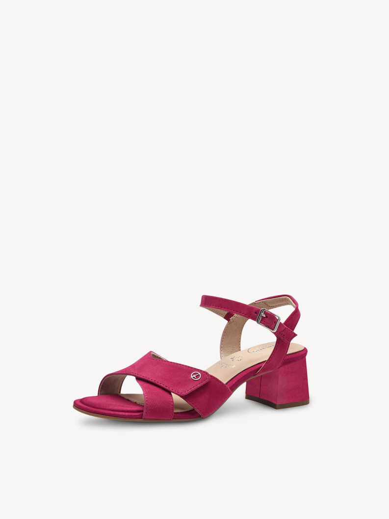 Leather Heeled sandal - pink, FUXIA SUEDE, hi-res