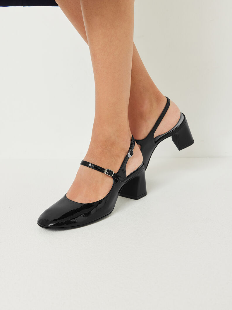 Sling pumps - black, BLACK PATENT, hi-res
