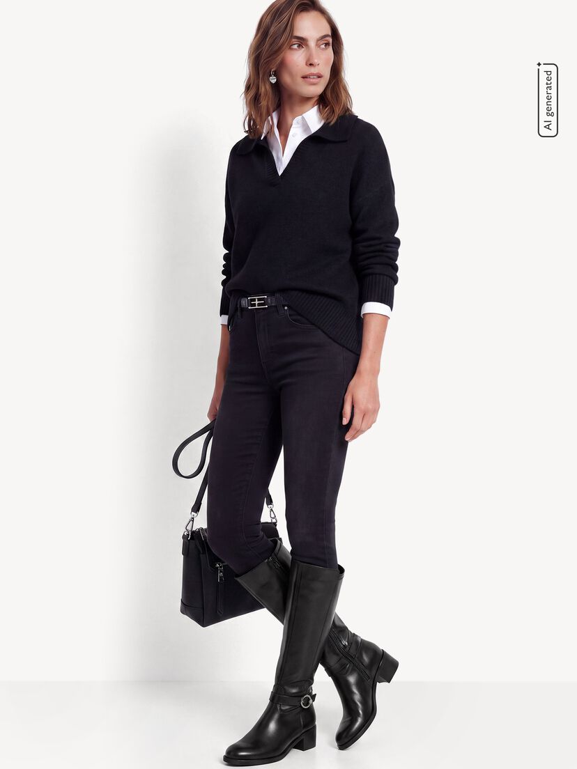 Leren Laarzen - zwart, BLACK, hi-res