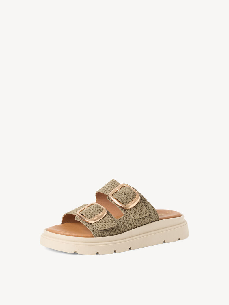 Lederpantolette - gr&uuml;n, OLIVE STRUCT., hi-res