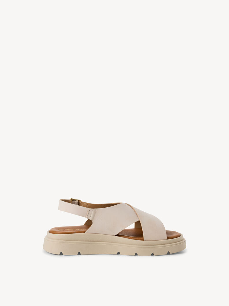 Sandale à talon en cuir - beige, IVORY NUBUC, hi-res