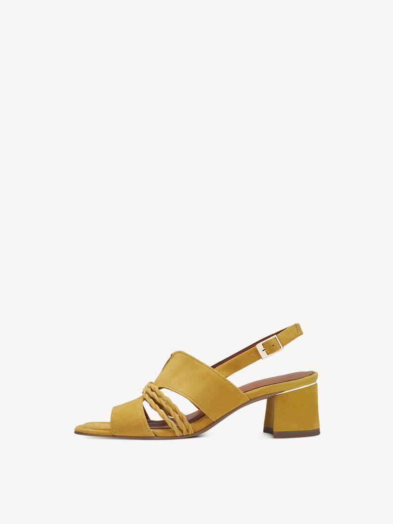 Leather Heeled sandal - yellow, SUN SUEDE, hi-res
