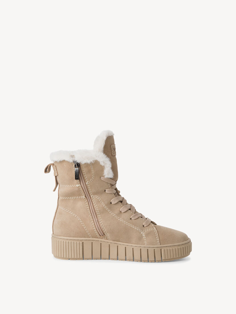 Leren Enkellaarsje - beige warme voering, beige, hi-res