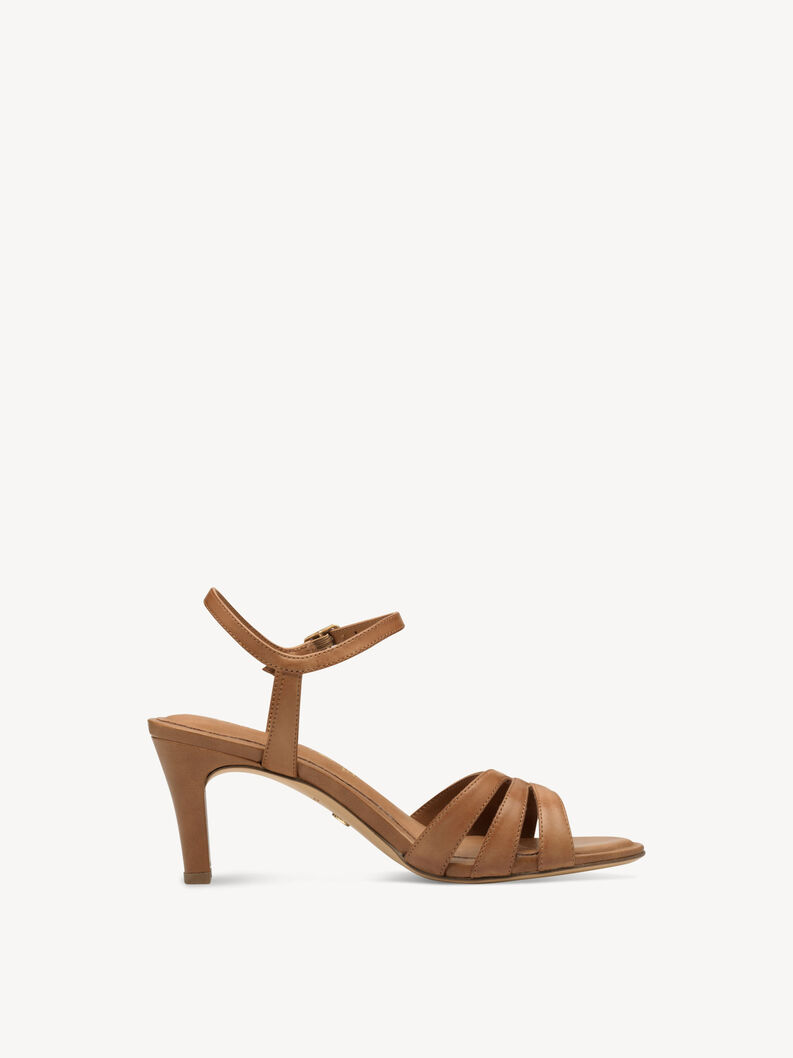 Leather Heeled sandal - brown, COGNAC LEATHER, hi-res