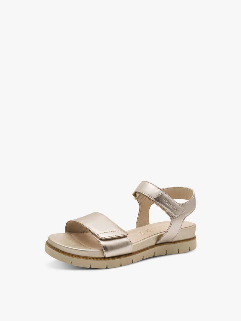 Leren Sandaaltje - metallic, LT GOLD, hi-res