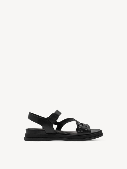 Heeled sandal, BLACK LEATHER, hi-res