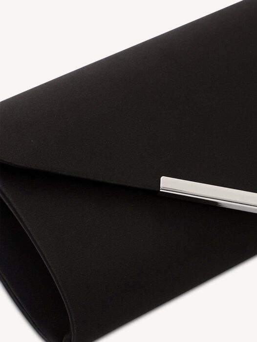 Clutch, black satin, hi-res