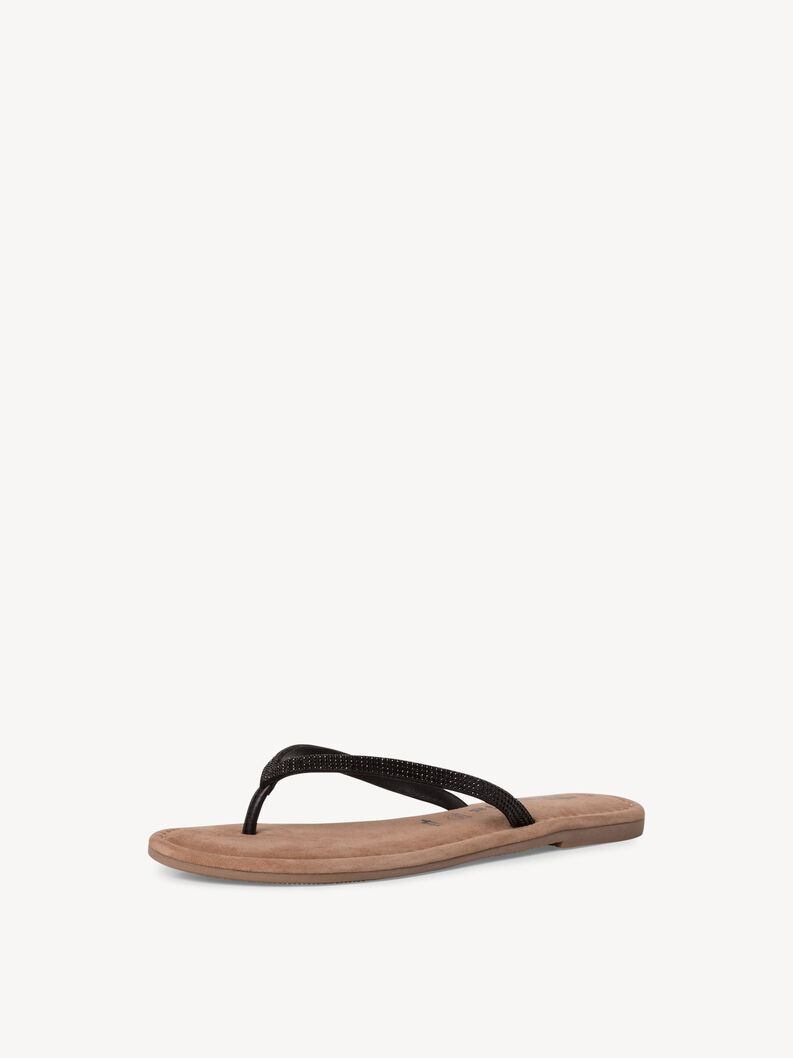 Leren Flip Flops - zwart, BLACK GLAM, hi-res