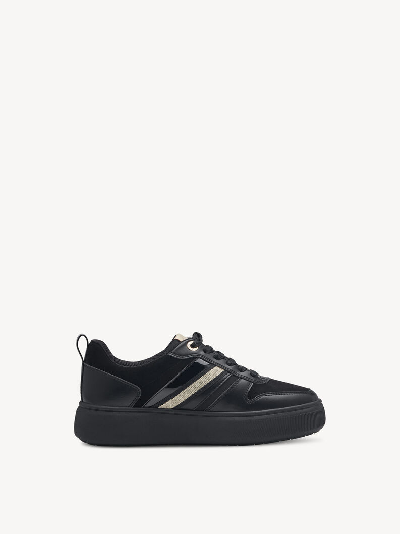 Leather Sneaker - black, BLACK/GOLD, hi-res