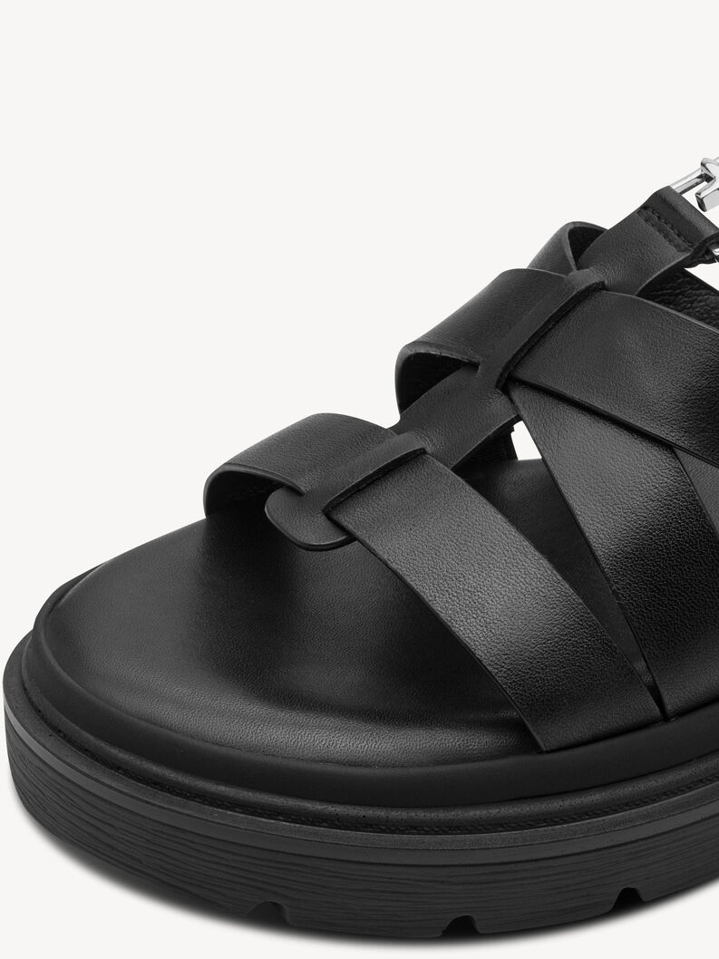 Ledersandalette - schwarz, BLACK, hi-res