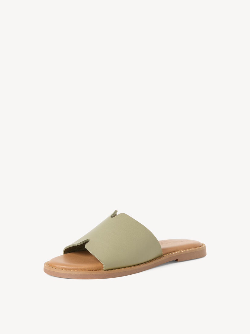 Leren Slipper - groen, OLIVE, hi-res
