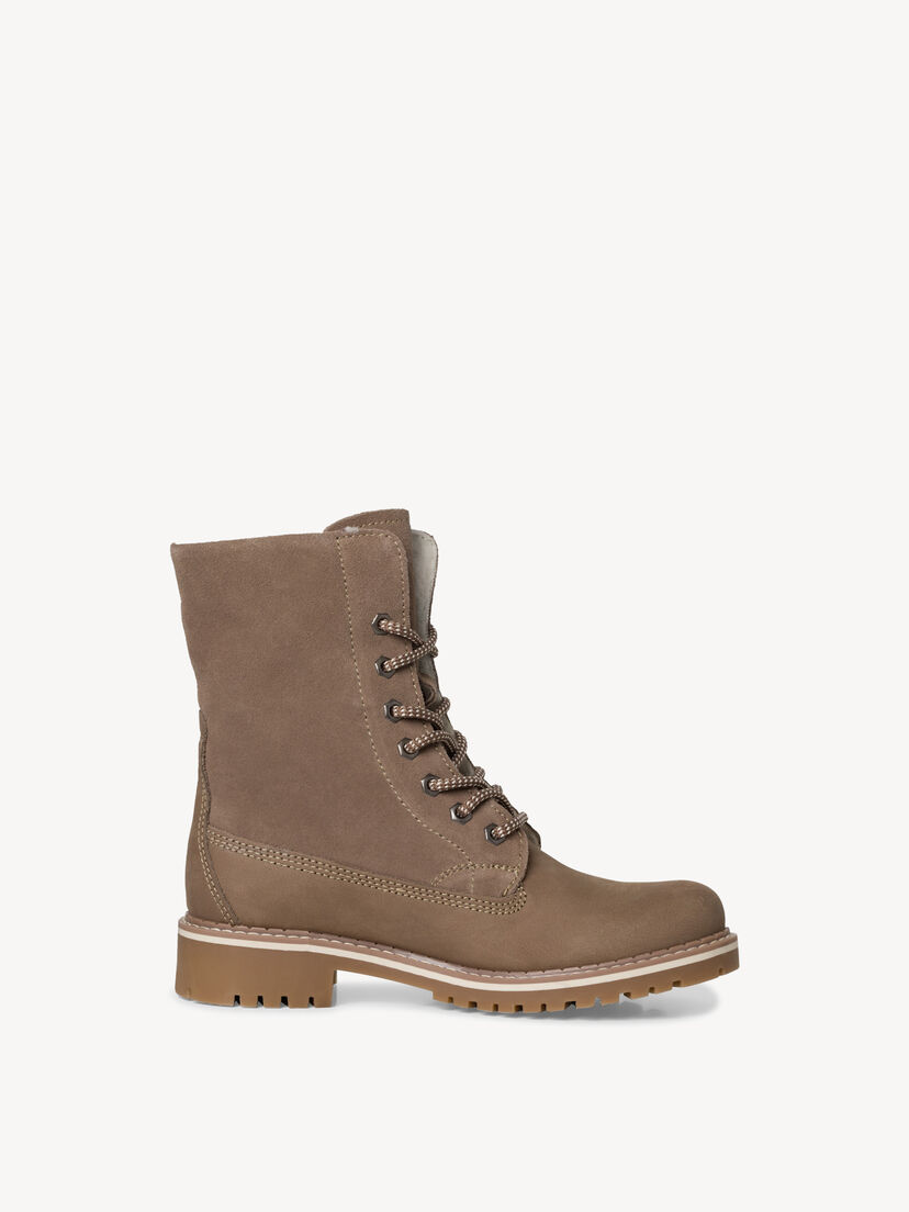 Leren Enkellaarsje - beige warme voering, TAUPE, hi-res