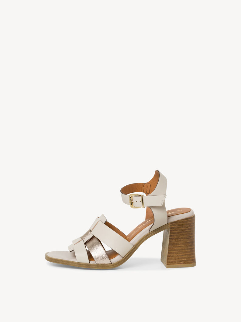 Leather Heeled sandal - white, OFFWHITE COMB, hi-res
