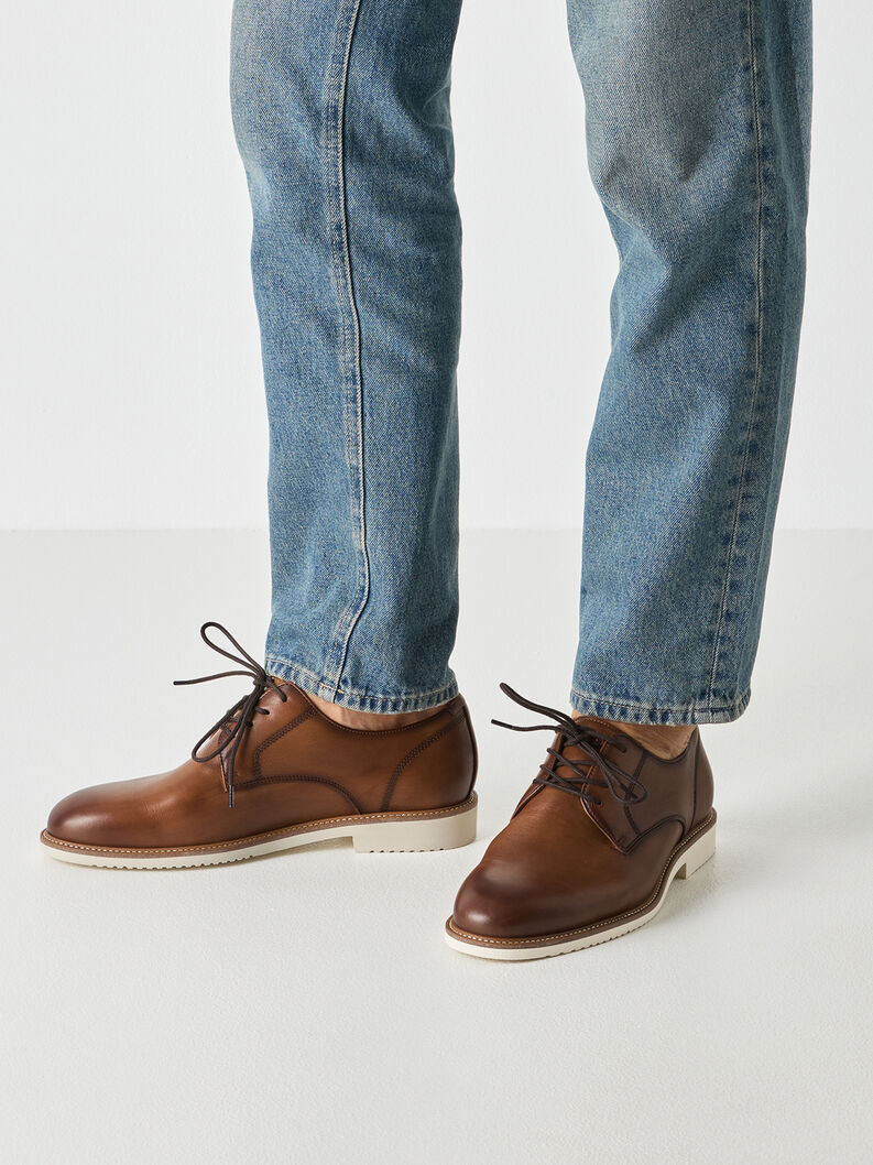 Leather Low shoes - brown, COGNAC LEATHER, hi-res