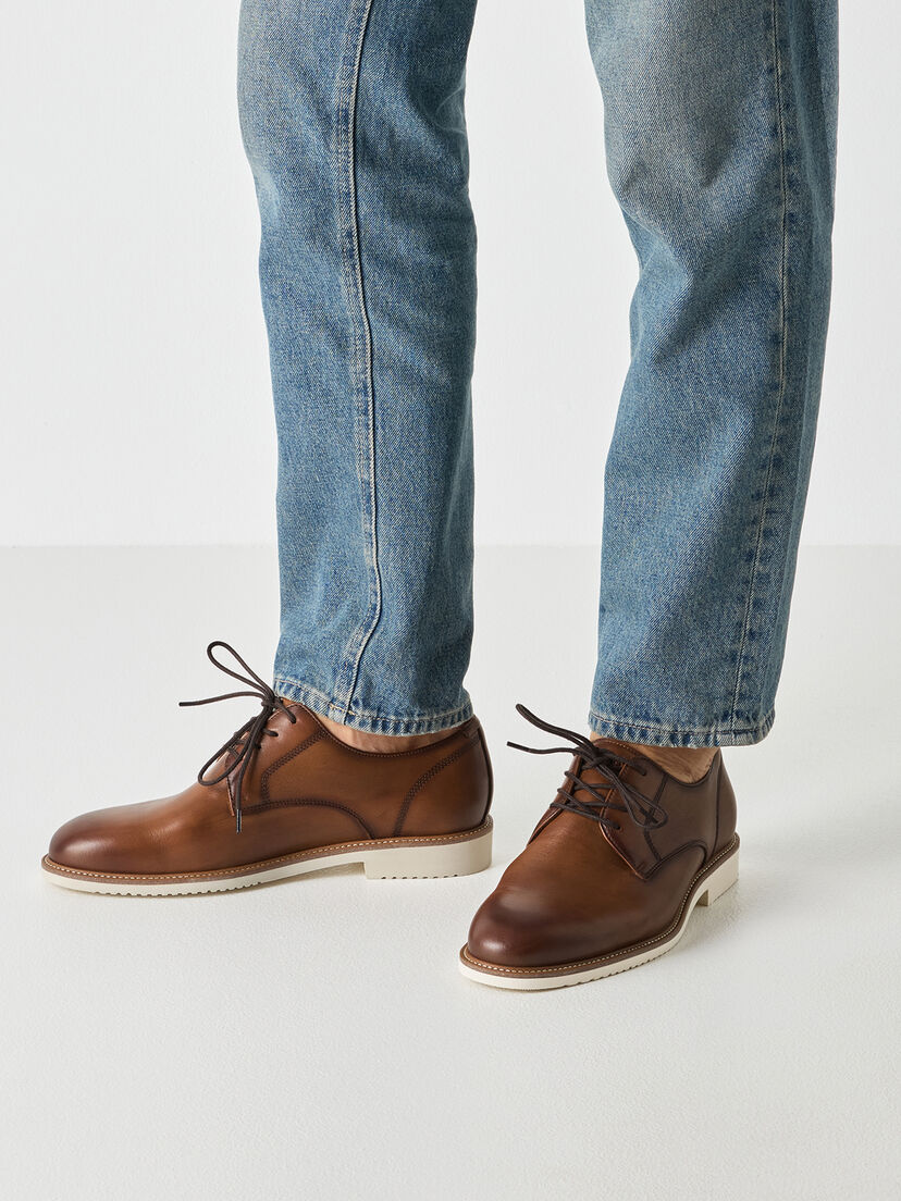 Leren Lage schoen - bruin, COGNAC LEATHER, hi-res