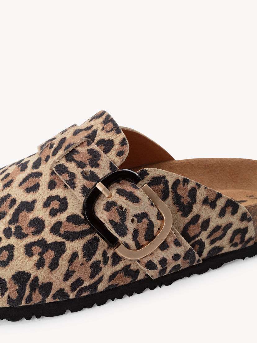Leren Slipper - bruin, LEOPARD, hi-res
