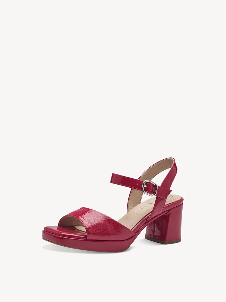 Leather Heeled sandal - pink, FUXIA PATENT, hi-res