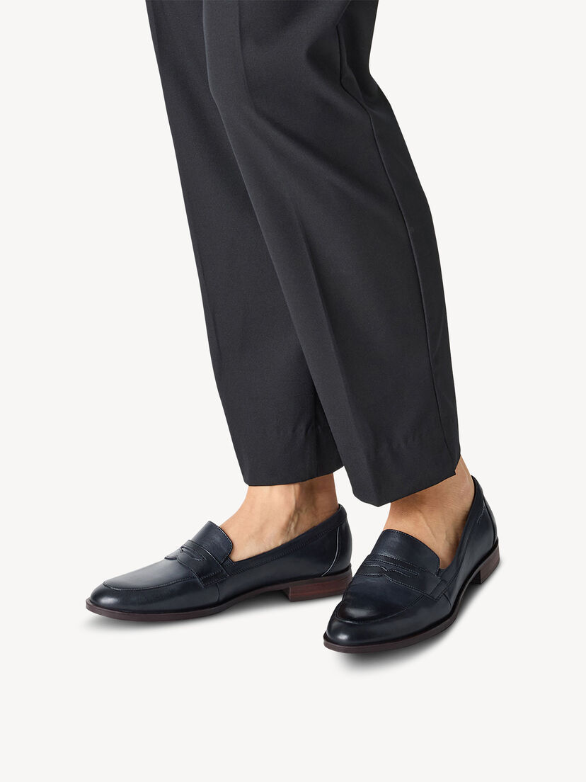 Leren Instappers - blauw, NAVY, hi-res