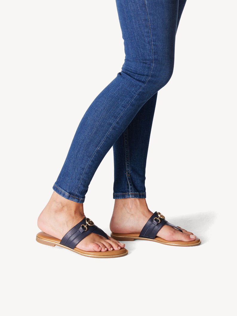 Leren Flip Flops - blauw, NAVY, hi-res