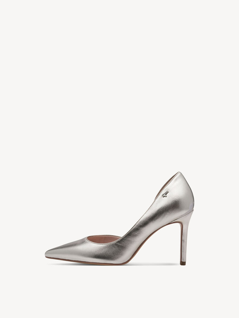 Leather Pumps - metallic, PLATINUM, hi-res