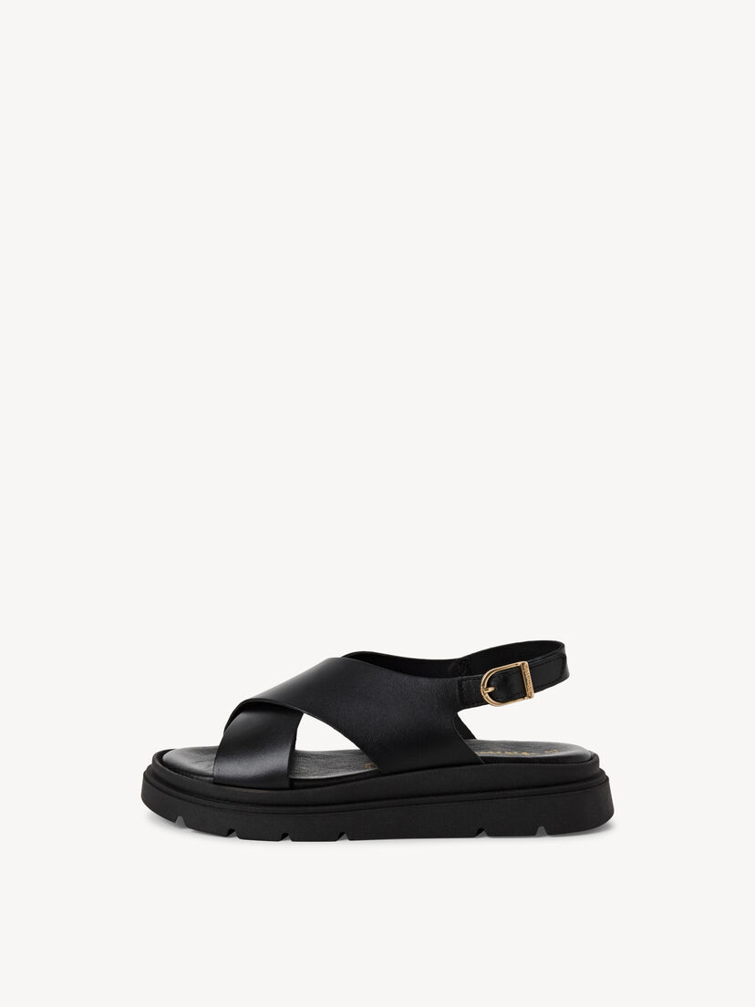 Leren Sandaaltje - zwart, BLACK LEATHER, hi-res