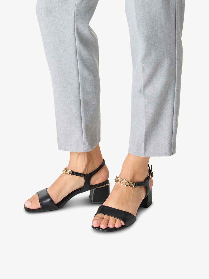 Ledersandalette - schwarz, BLACK, hi-res