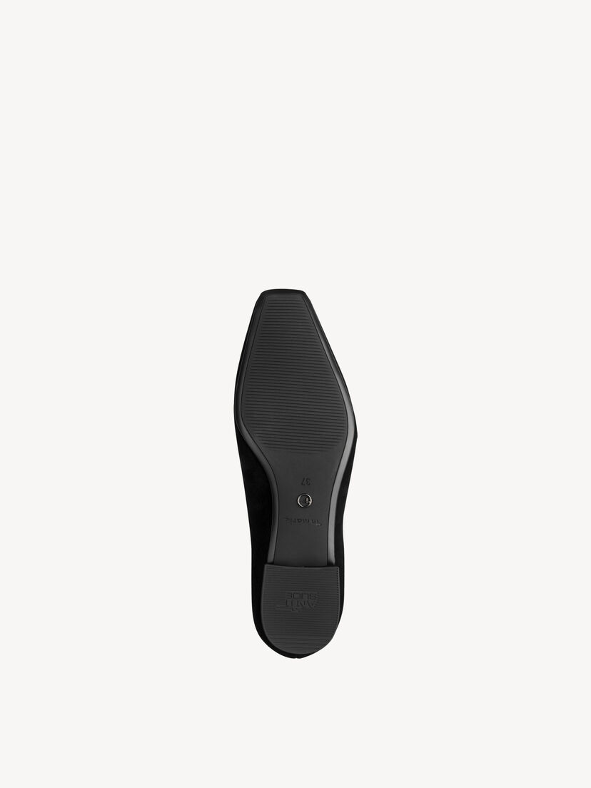 Leren Ballerina - zwart, BLACK, hi-res