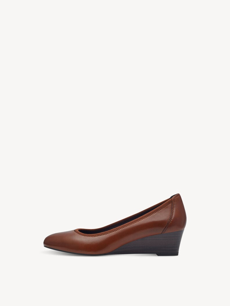 Leather Wedge pumps - brown, MUSCAT LEATHER, hi-res