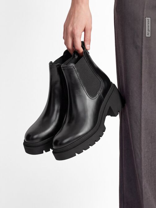 Chelsea boot, BLACK LEATHER, hi-res