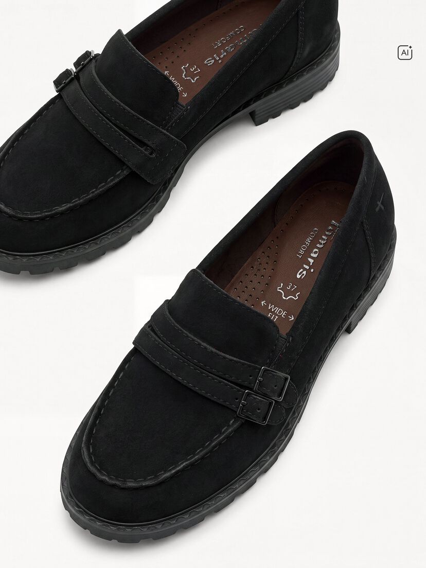 Leren Instappers - zwart, BLACK SUEDE, hi-res
