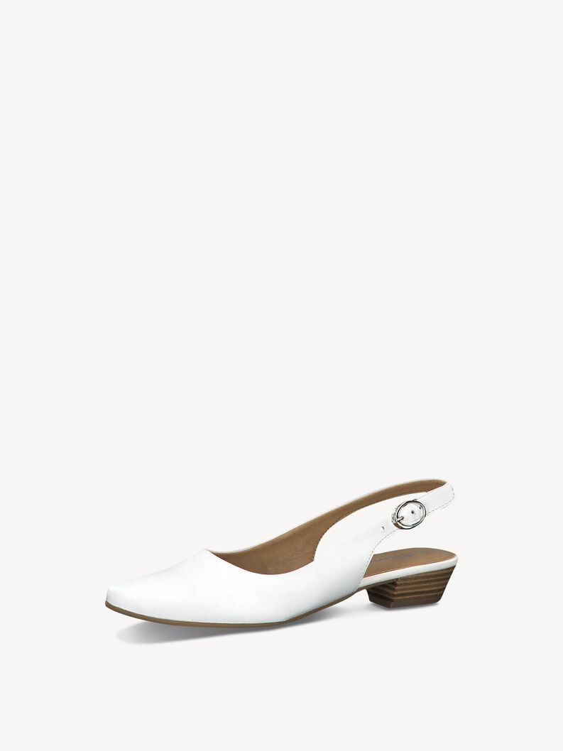 Leather sling pumps - white, WHITE, hi-res