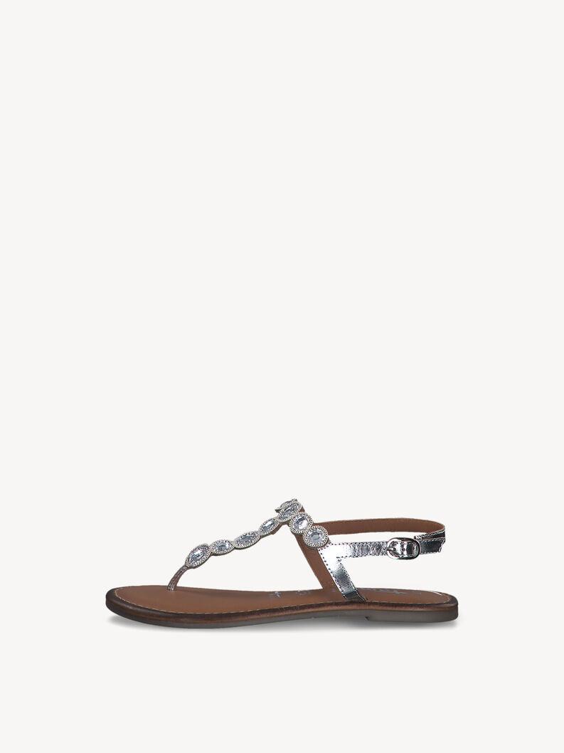 Leather Sandal - silver, SILVER GLAM, hi-res