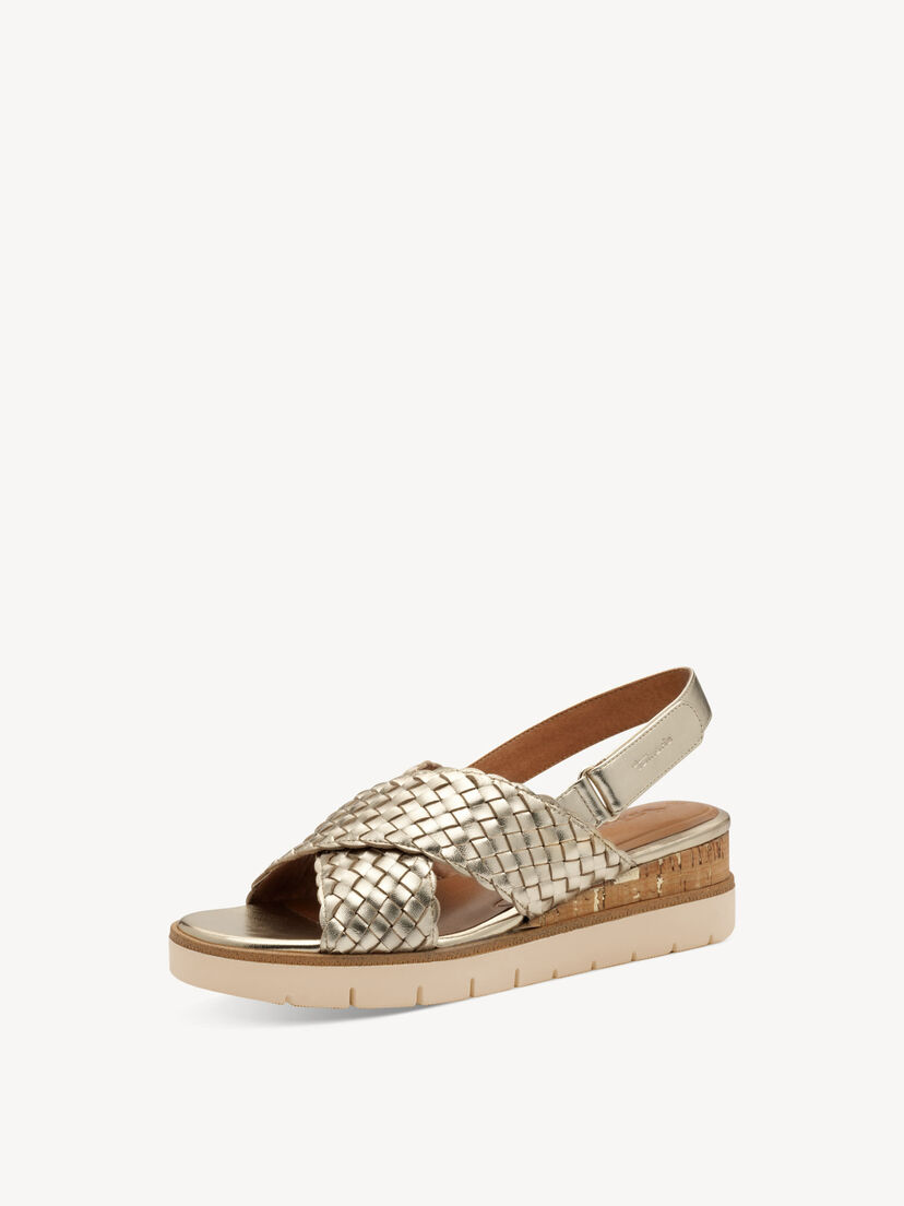 Leren Sandaaltje - goud, LIGHT GOLD, hi-res