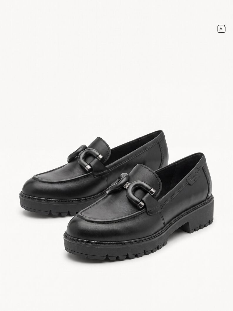 Slipper en cuir - noir, BLACK, hi-res