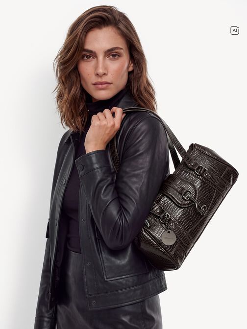 Shopping bag, brown, hi-res