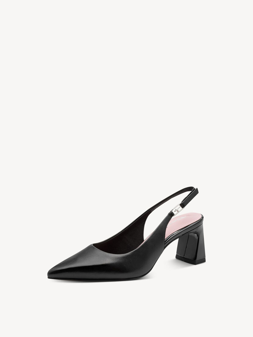 Leren Slingpumps - zwart, BLACK LEATHER, hi-res