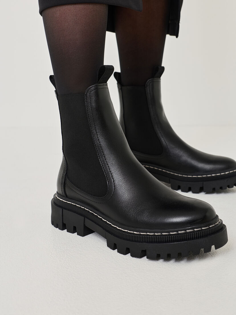 Leren Chelseaboot - zwart, BLACK, hi-res
